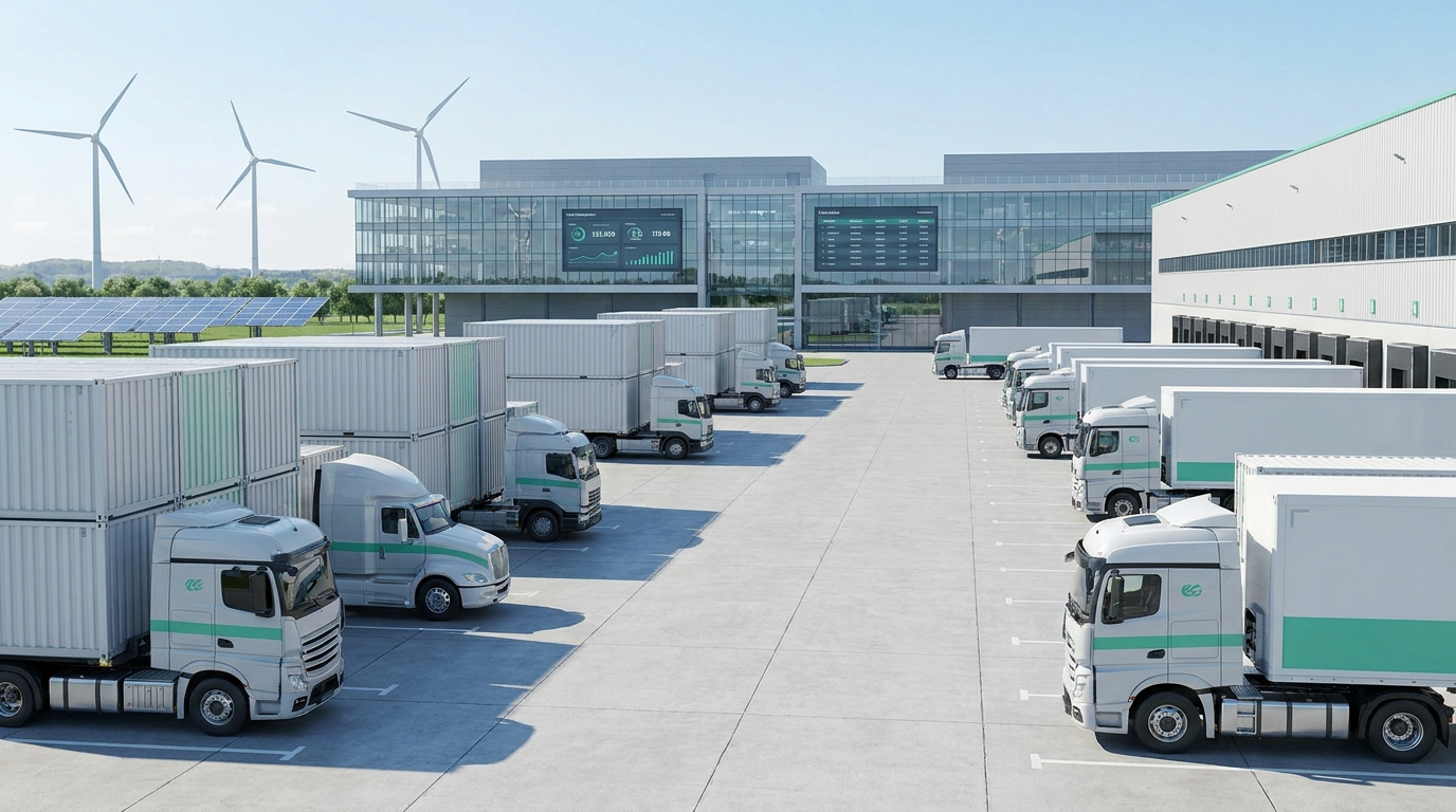 Modern green logistics fleet yard