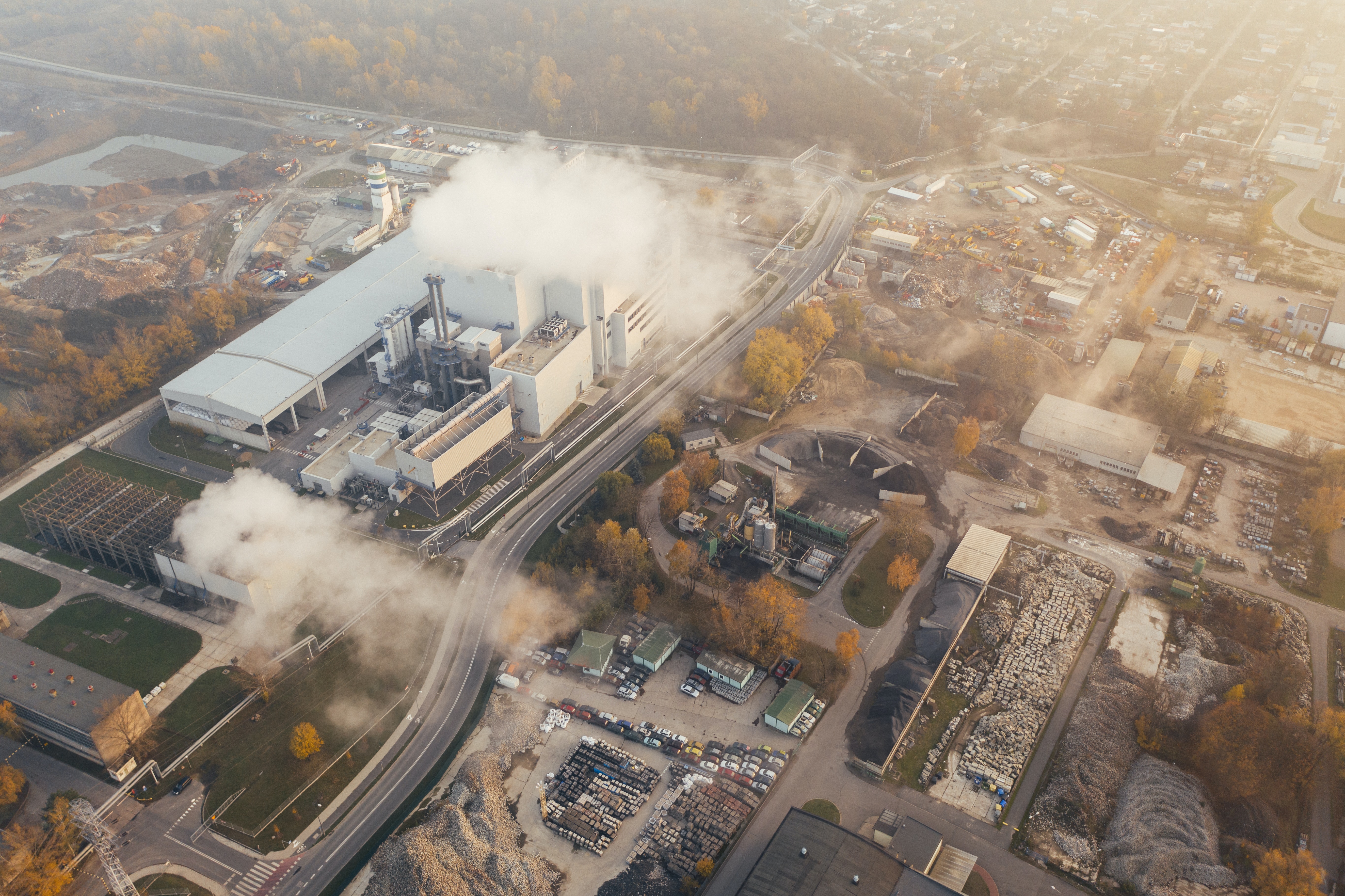 Aerial view of industrial operations